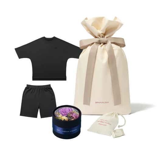 【eギフト】ブレインスリープ ウェア リカバリー ハーフ×プリザーブドフラワー（ブルー）セット